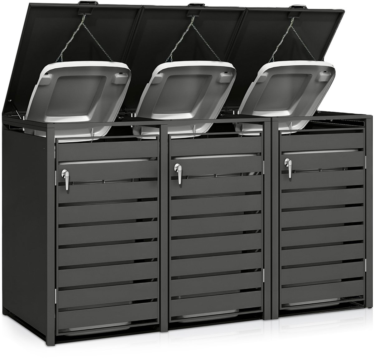 Floressa Containerberging 3x 240L – Kliko Ombouw – Gepoederd Staal – Antraciet
