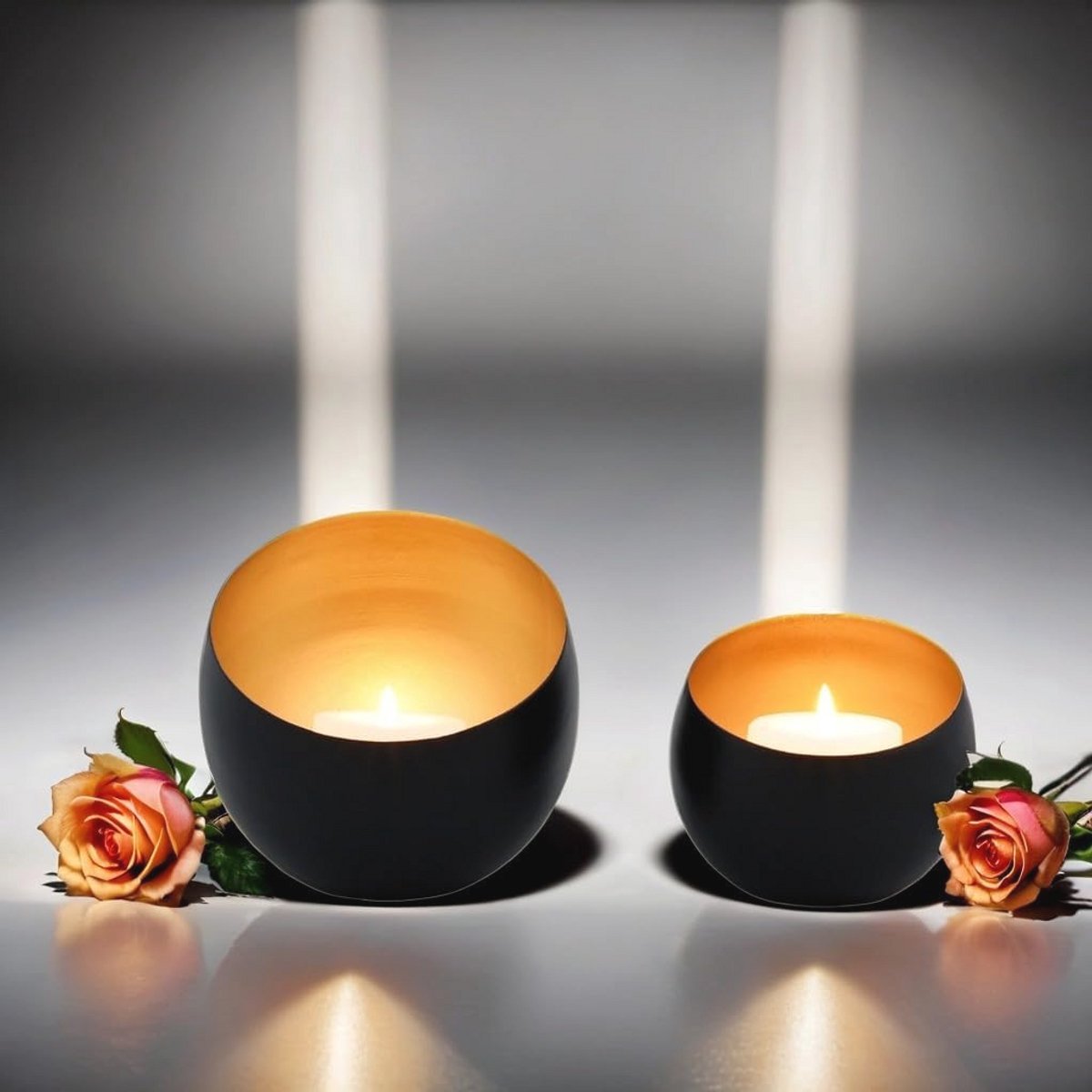 Decoratieve theelichthouders van metaal, 12 cm groot, zwart/goud, stijlvolle windlichten voor huis en tuin — cadeau in Wonen & Interieur - foto 5