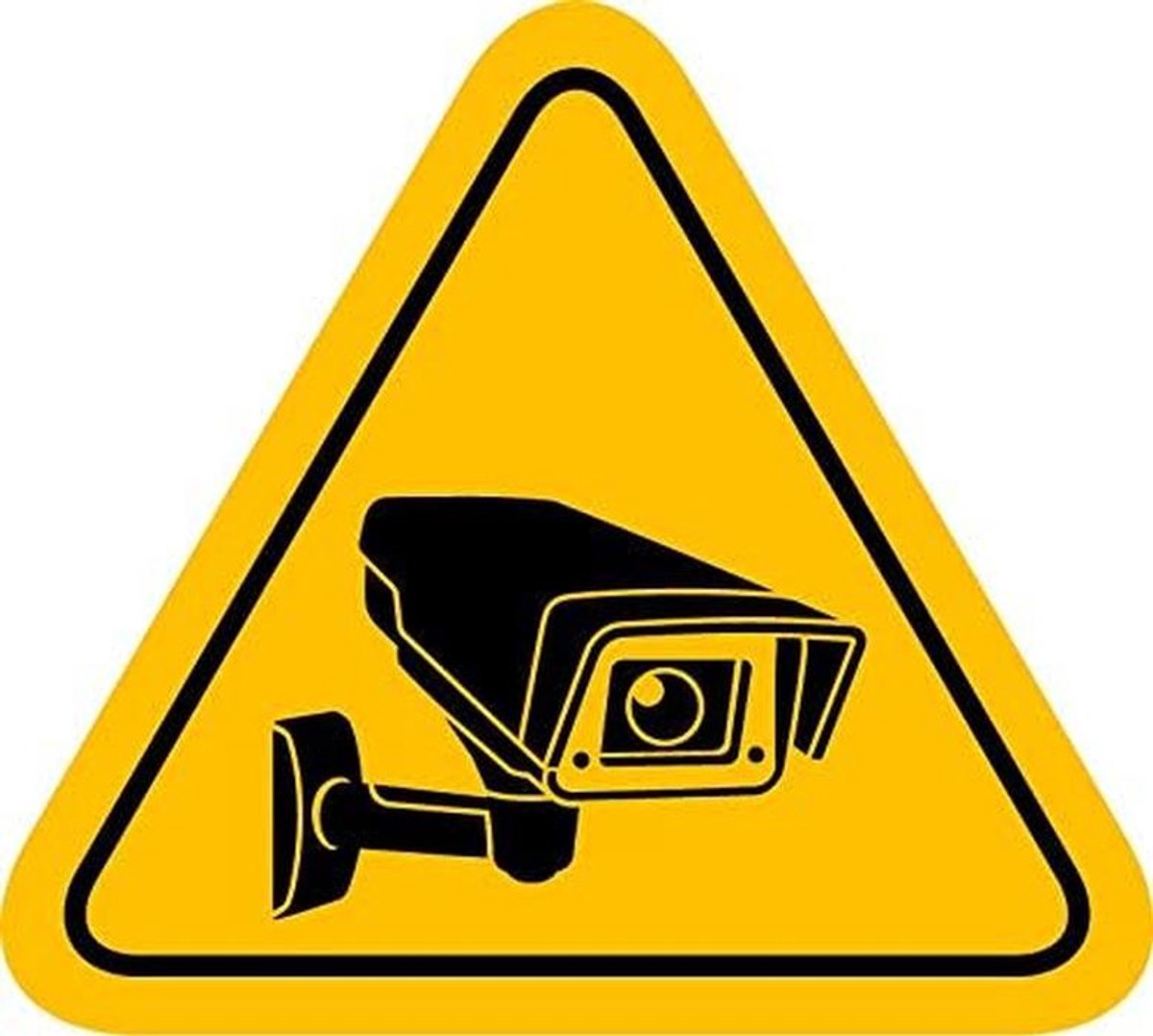 Waarschuwingssticker Camera Toezicht Rond 18x16 cm Geel