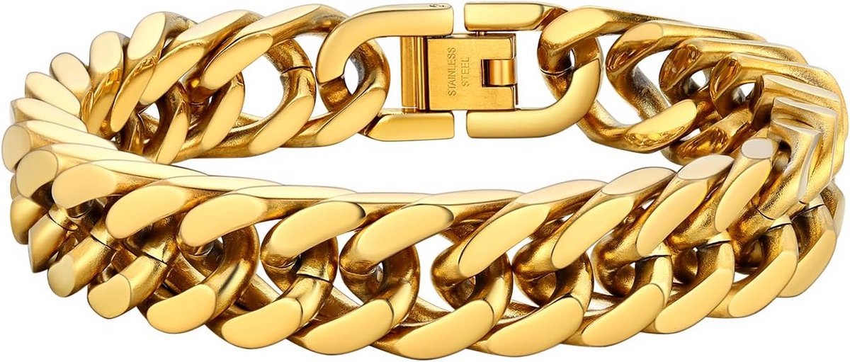 Heren Armband Roestvrij Staal Goud Kleur Dikke Schakelketting 12mm Hip Hop Sieraden 23cm