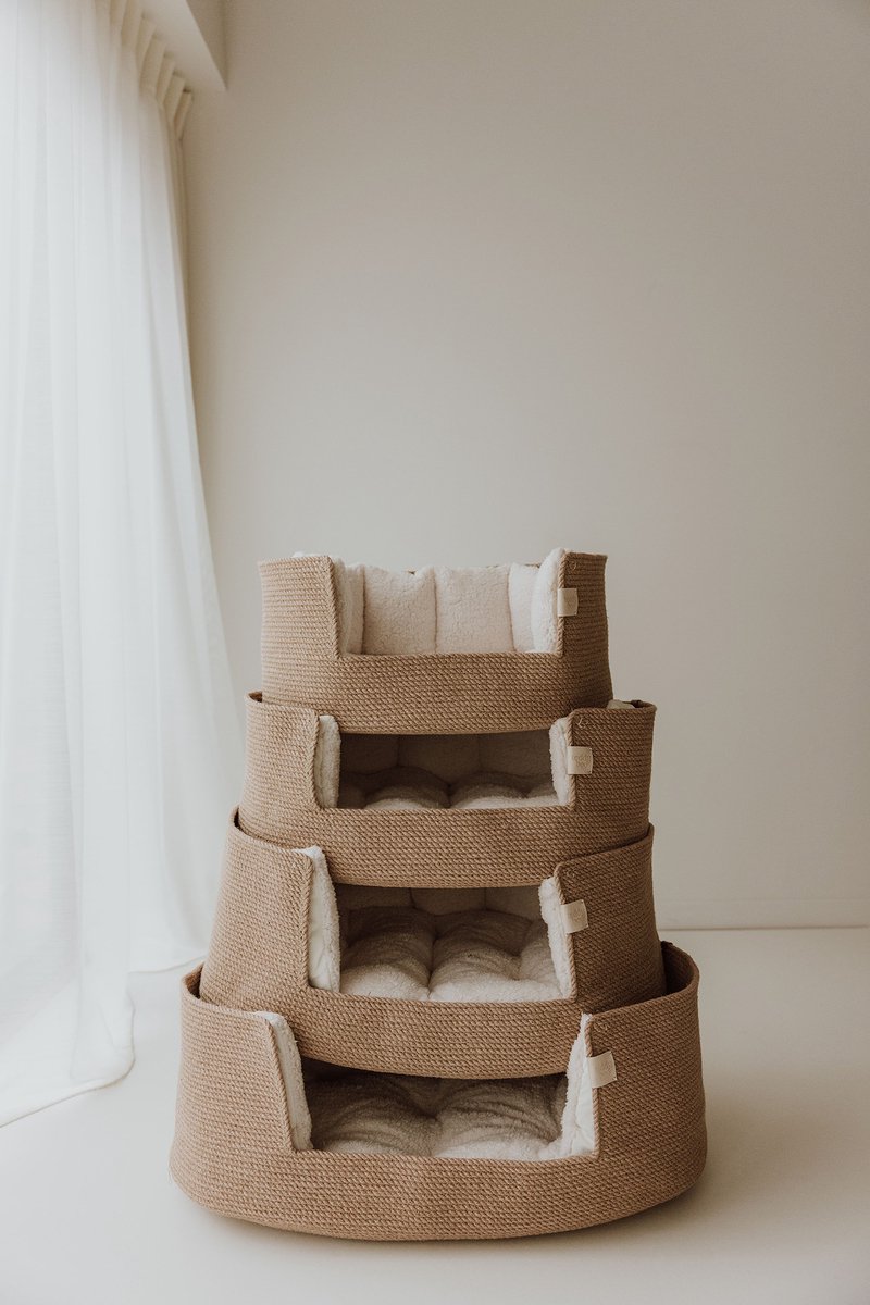 Hondenmand - Large - Ecru - Mand - Kussen - Teddy - Zacht - Interieur - Dierenmand - Huisdier - Mooie hondenmand - Kattenmand - Kat - Handgemaakt - Dog Bed - Hondenkussen - Kennel - Hond - Krabpaal