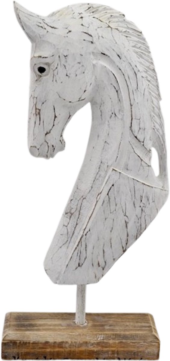 Beeld paard hout antique white