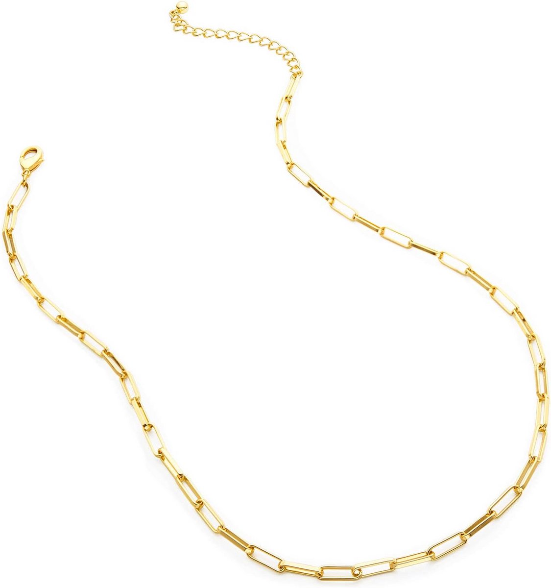 Verguld Paperclip Ketting voor Dames: Elegante 14k Gouden Link Kettingsieraad