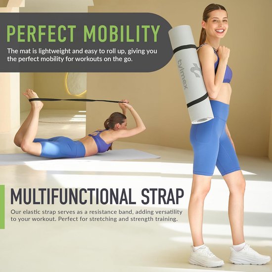 Antislip Sportyogamat van TPE - 183x61 cm - Draagbare Yogamat met Oefengids - Ideaal voor Yoga en Fitness — afbeelding 4