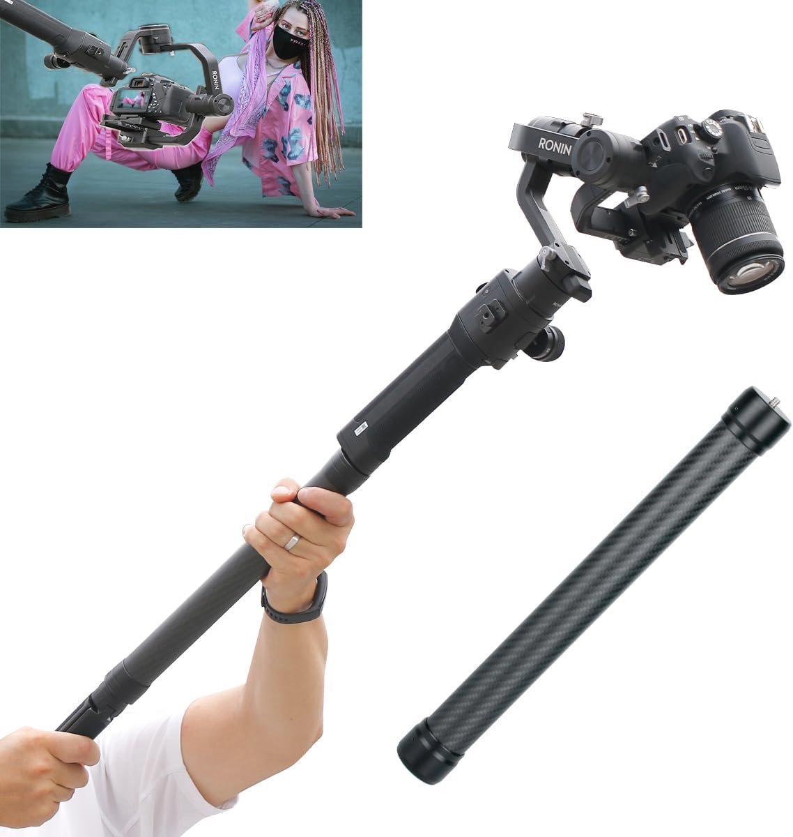 Professionele Koolstof Vezel Monopod Verlenging Hengel Compatibel met Stabilisators