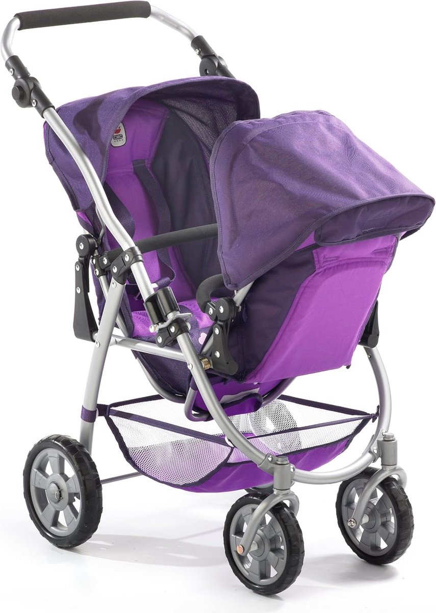 Tandem-Buggy met Verstelbare Stoelen - Pruim