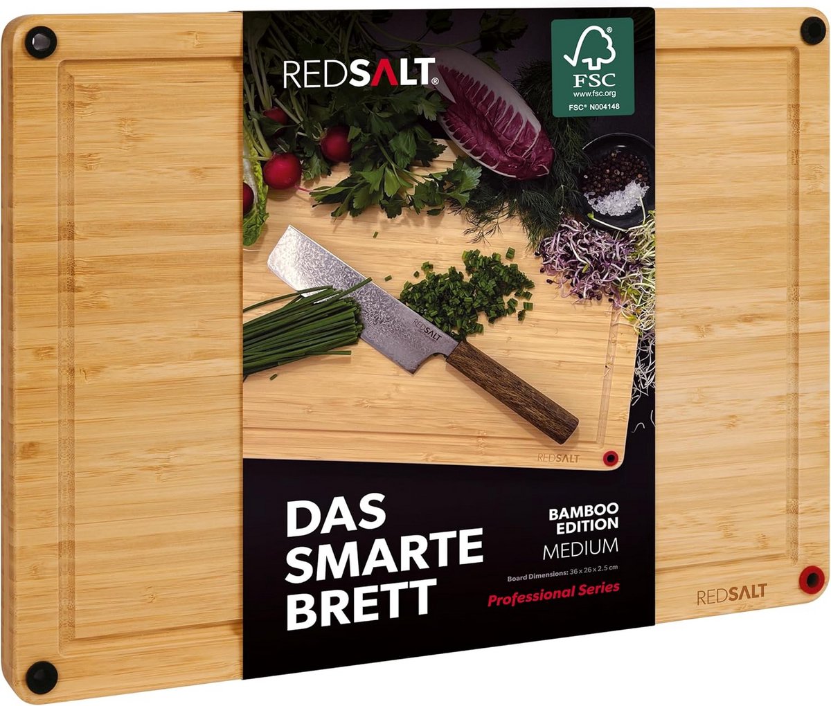 Grote Antislip Houten Snijplank van Bamboe (36x26 cm) met Sapgroef - FSC Gecertificeerd