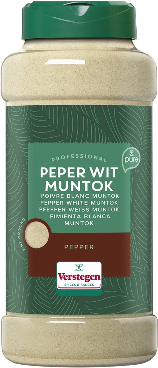 Verstegen - Peper wit Muntok gemalen - Pure - Strooibus large - Peper & zout - 500g