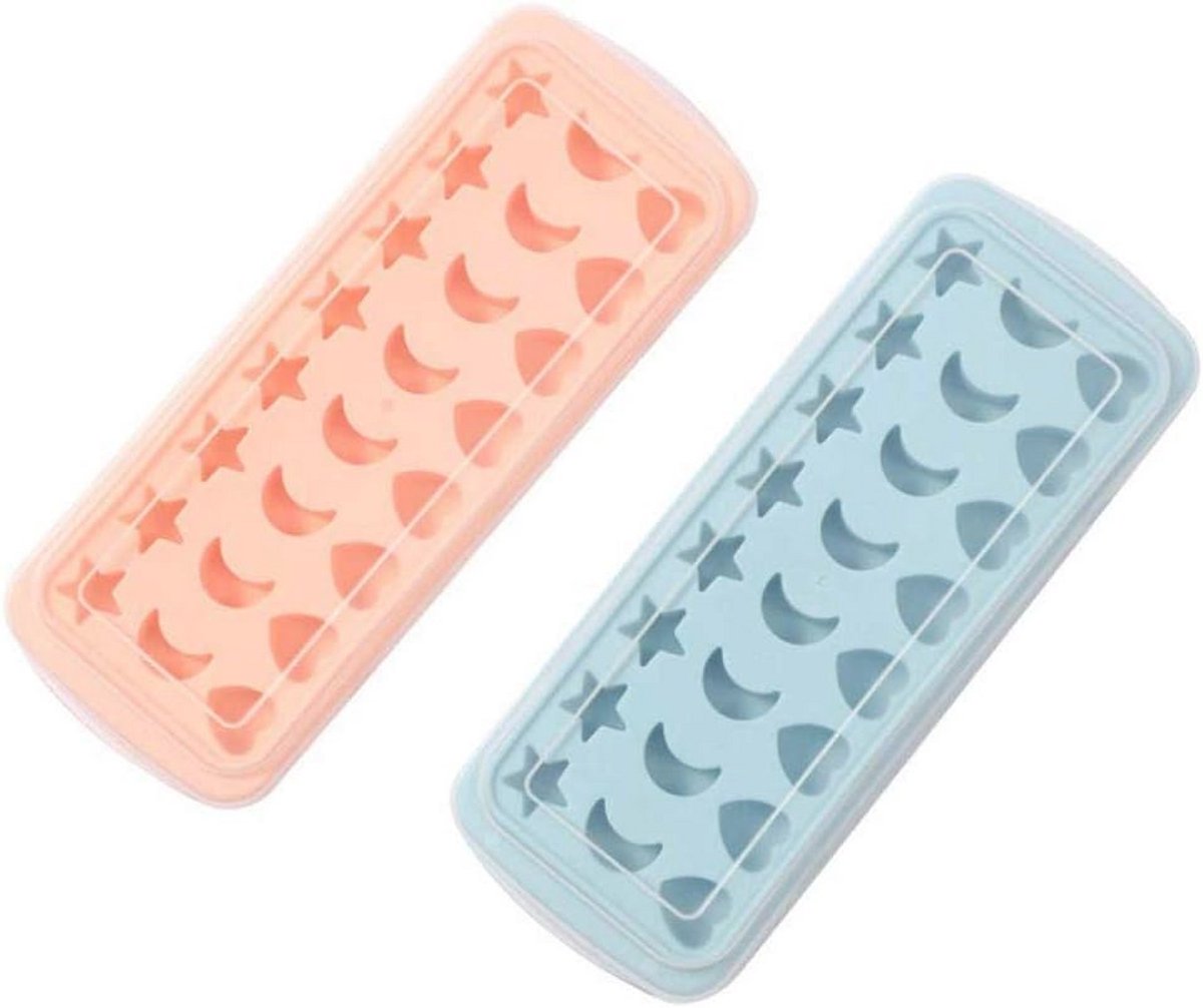 Siliconen IJsblokjesvormen - Set van 2 met Deksel voor IJs, Babyvoeding en Dranken