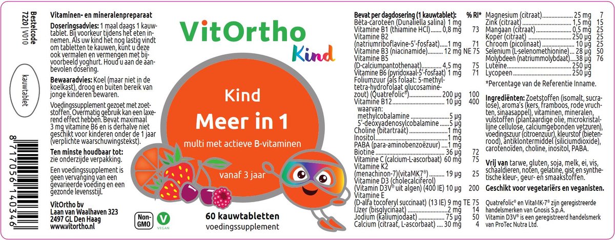 VitOrtho Meer In 1 Kind (2 x 120 tabletten)