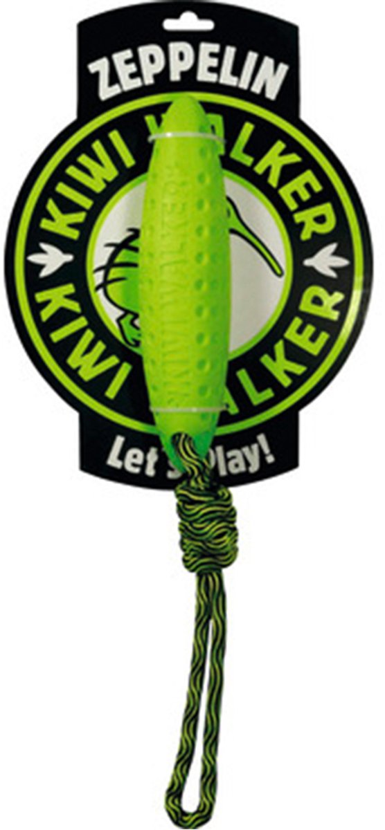 cocapet Kiwi Walker - zeppelin groen - met touw voor honden - TPR- drijvend 18 cm ( mt touw 36 cm) apporteerspeelgoed