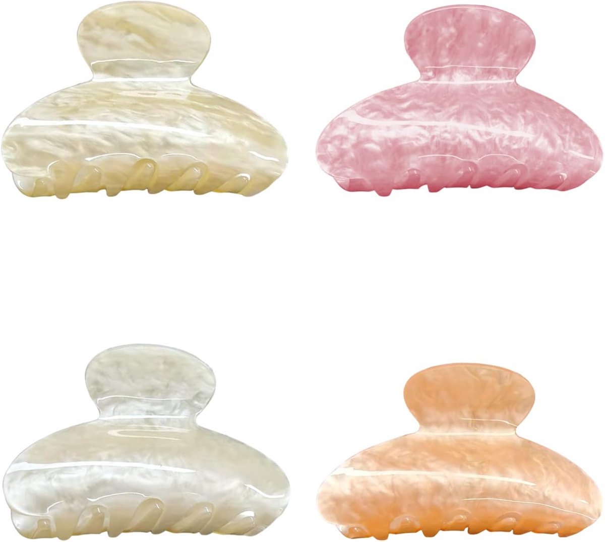 Set van 4 Grote Acryl Haarspeldjes voor Dik Haar - Stevige Klemclips
