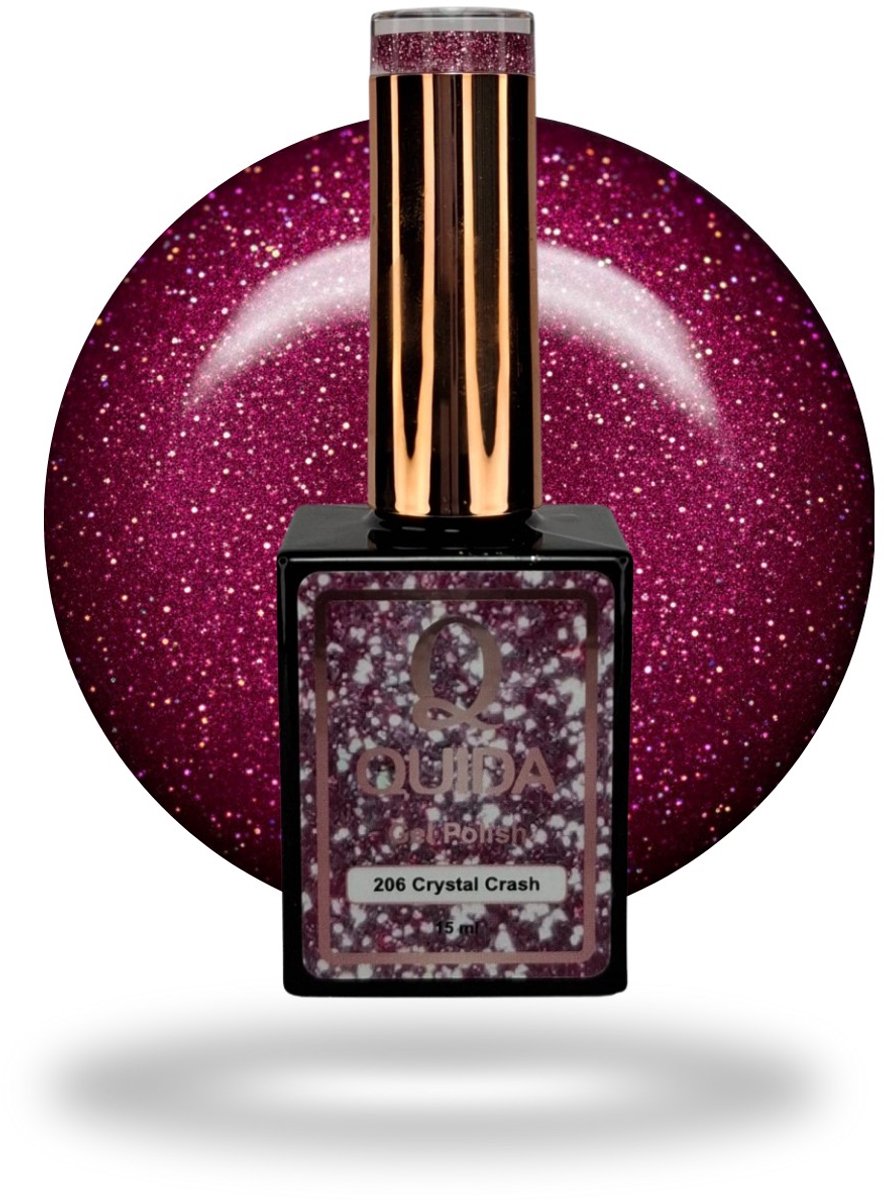 quida gelpolish #206 crystal crush roze glitter 15ml