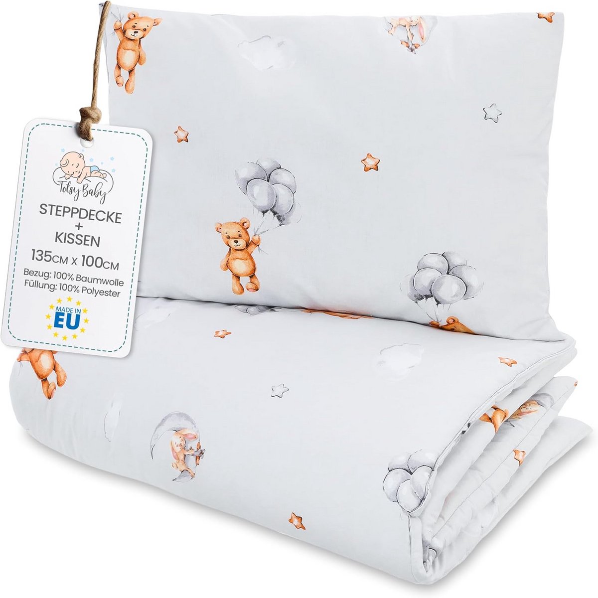 Dekbed voor Kinderen zonder Dekbedovertrek 100x135 cm - Babykussen Set 60x40 - Ademend en Zacht voor Babybed