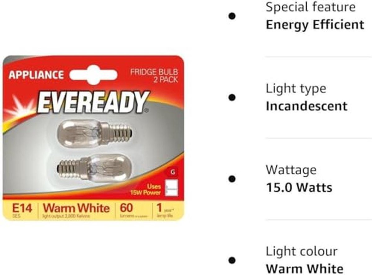 Koelkastlamp 15W SES Twinpack