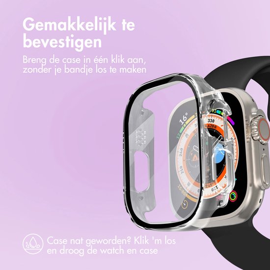 Screen protector - Geschikt voor Apple Watch Ultra / Ultra 2 / Ultra 3 - 49 mm - Full Cover Hard Case / Beschermend Hoesje - Transparant