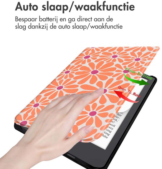 imoshion E-reader Hoesje - Geschikt voor Pocketbook Verse, Pocketbook Verse Lite, Pocketbook Verse Pro, Vivlio Light, Vivlio Light HD - Design Sleepcover Bookcase - Orange Flowers Connect van iMoshion — afbeelding 2