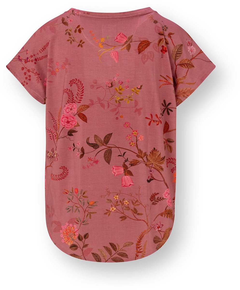 Pip Studio - Tatum Pyjama t-shirt - Korte mouw Dames - Loungewear - Bodhi Flower - Roze - XL