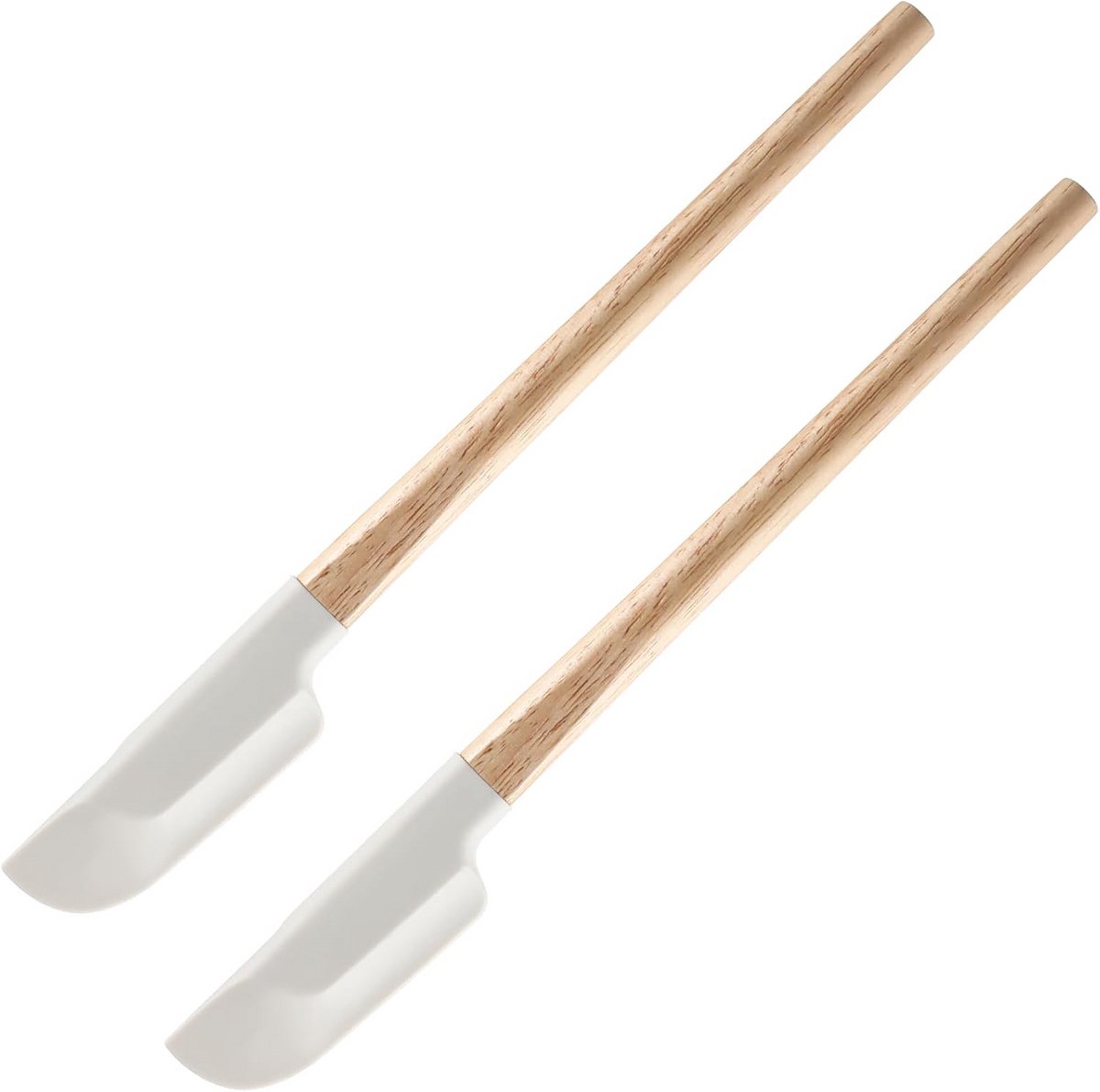 Houten Handvat Spatel Set - 2 Stuks Siliconen Bakspatels 9 Inch