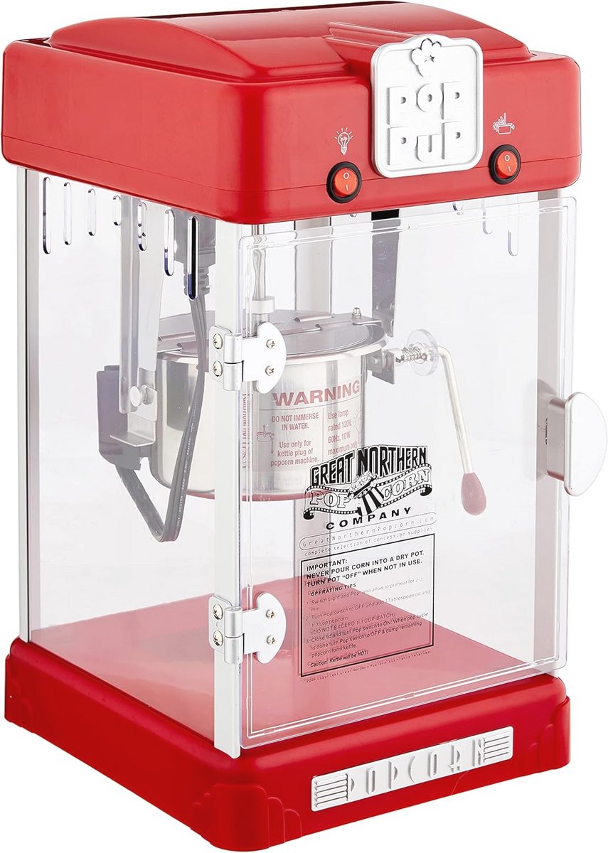 Popcornmachine met RVS Ketel - 2.5oz Popper met Serveertray, Verwarmlicht en Accessoires