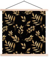 Porte-affiche avec affiche - Affiche scolaire - Feuille - Motifs - Or - 60x60 cm - lattes vierges