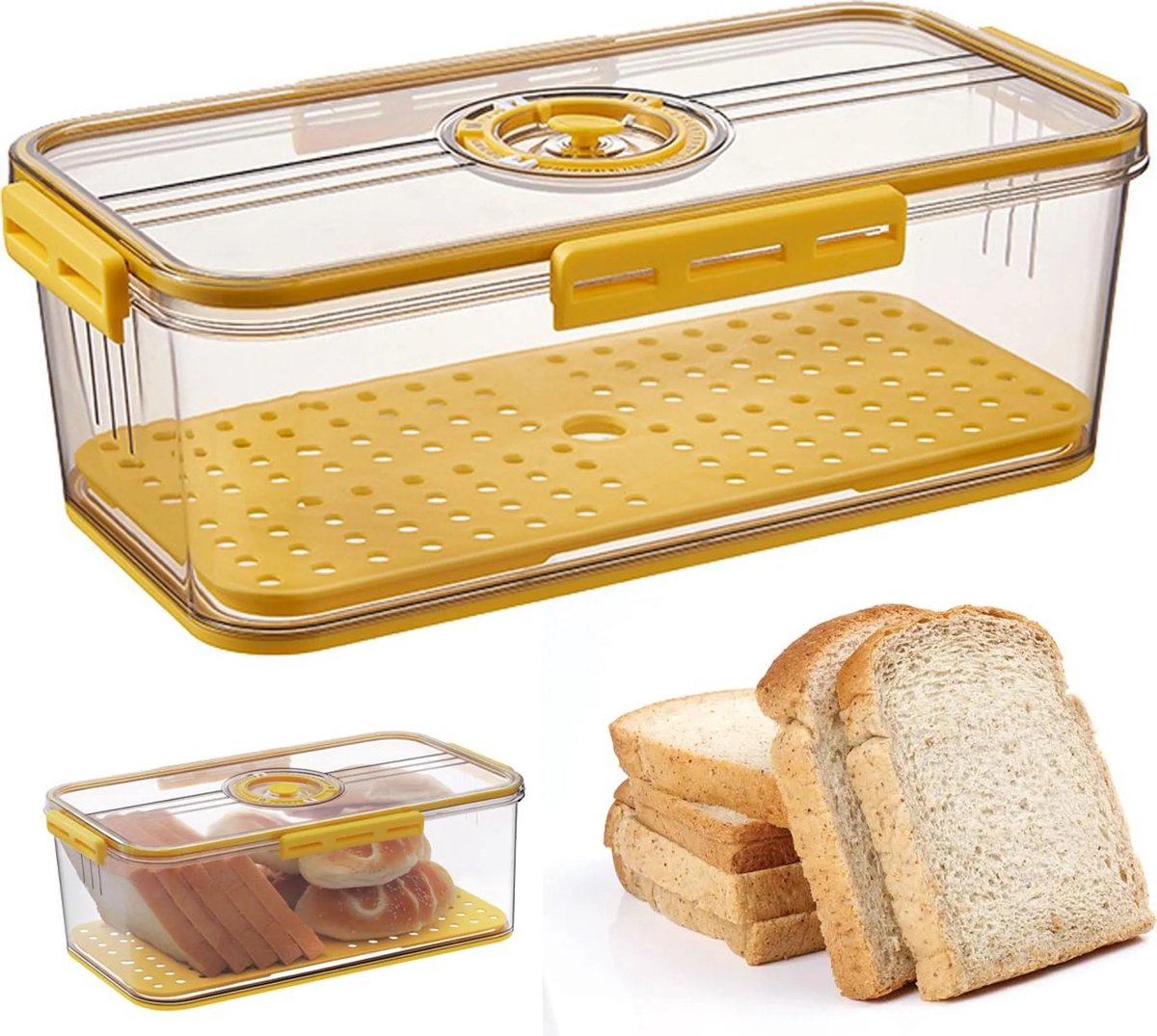 Kitchen countertop bread box, airtight bread container suitable for homemade bread.
