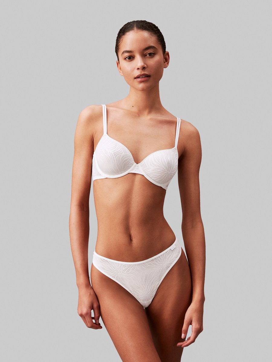 Calvin Klein dames Sheer Marquisette lightly lined demi bra - beugel BH - wit