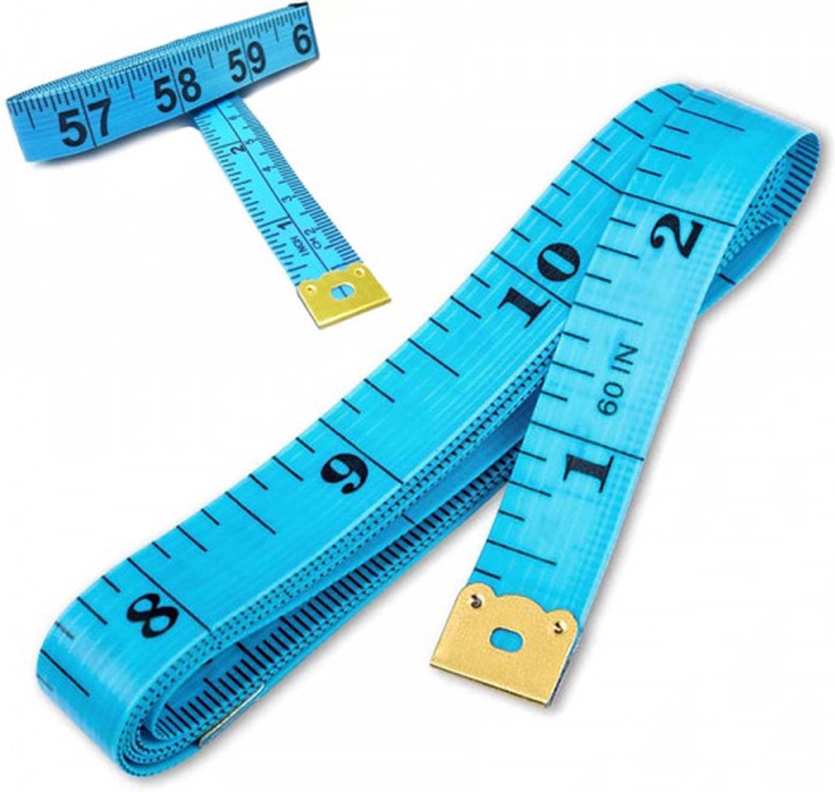 Meetlint oprolbaar - Flexibele rolmaat - Kleding lintmeter - Naaimeetlint - Lichaam - Centimeter en inch - 150 cm - Blauw - Jonyx