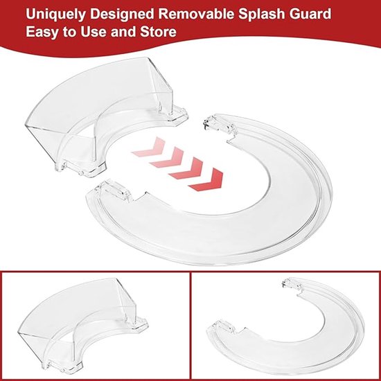 Spatbescherming - Geschikt Voor Kitchenaid Keukenmixers Met Komlift Van 5,5-7 Liter - Met Vulopening En Spatbescherming - 10 Inch - Spatbescherming Geschikt Voor Roestvrij Stalen, Glazen & Keramische Mengkommen - Transparant van Merkloos — afbeelding 3