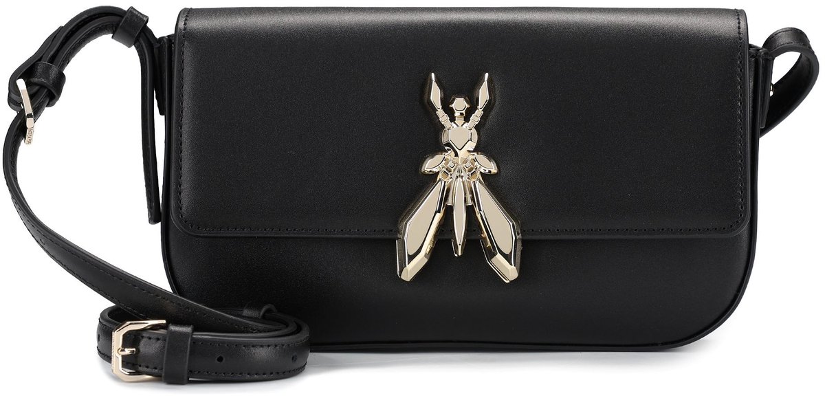 Patrizia Pepe Essential Fly Schoudertas Leer 22 cm - Dames - winter black