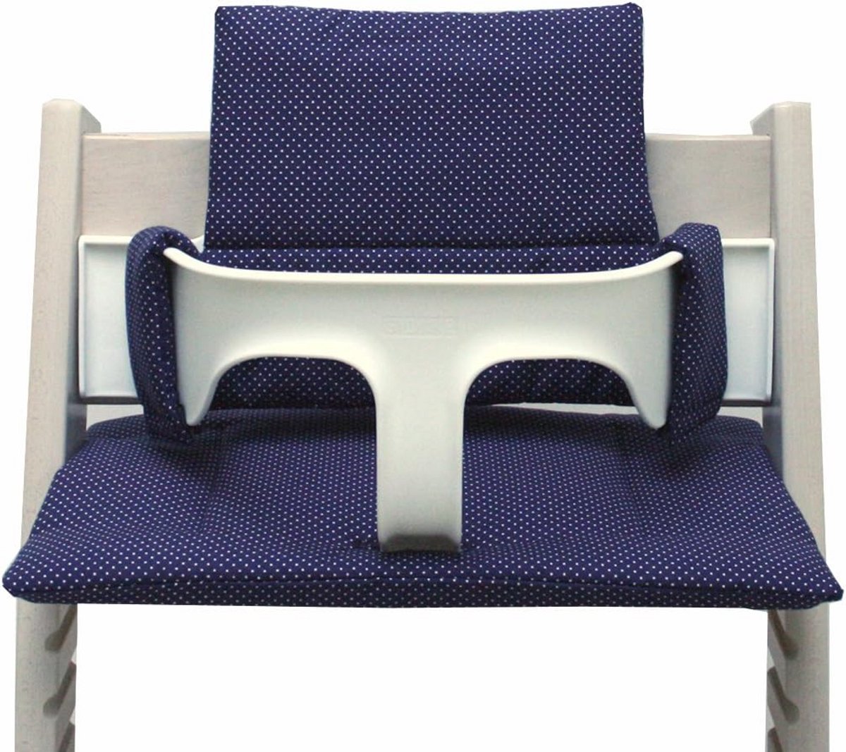 Zitkussenset voor Stokke Tripp Trapp kinderstoel - Oeko-Tex 100 gecertificeerd - Handgemaakt in Hamburg met blauwe stippen