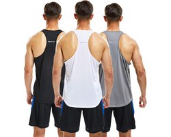 Heren 3-Pack Sport Muscle Tank Tops - Ademend en Sneldrogend voor Training en Bodybuilding