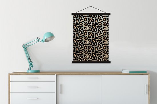 Porte-affiche avec affiche - Affiche scolaire - Imprimé panthère - Marron - Luxe - 90x120 cm - Lattes noires
