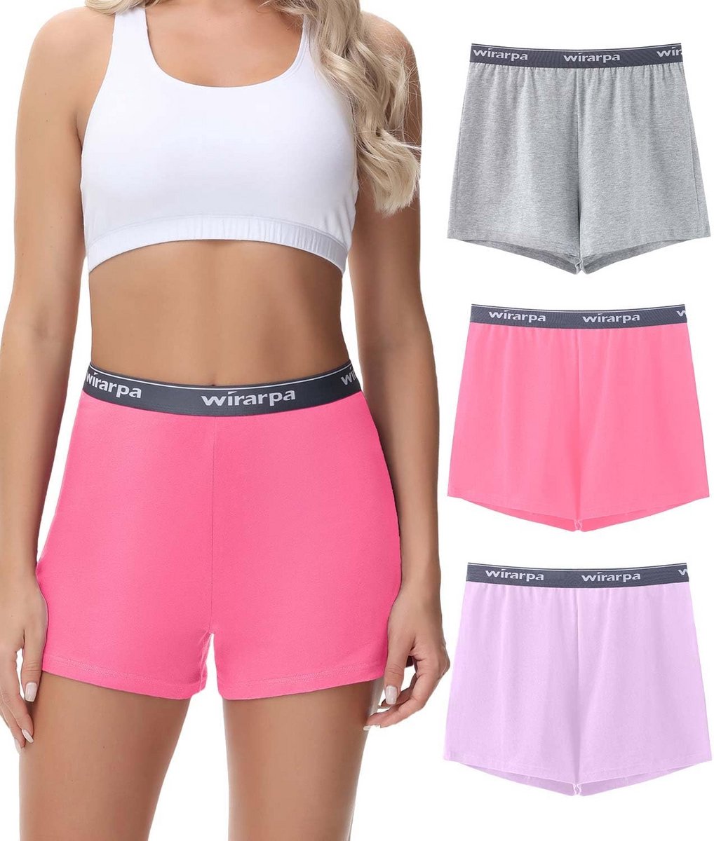 Dames Katoenen Korte Boxer Shorts - 3-Pack Zomer Pyjama Shorts