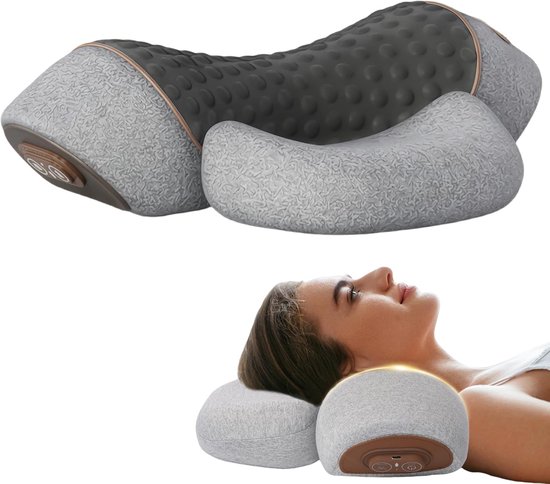 Lichtgrijs Jumalu 3-in-1 nekmassage-apparaat in de vorm van een nekkussen