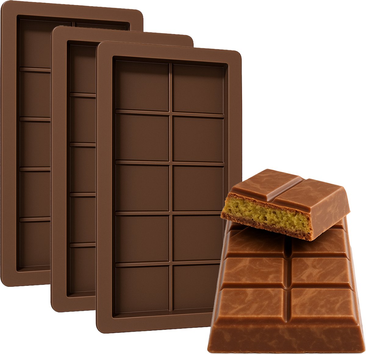 Innovaland - Chocolade mal - Set Van 3 Stuks - voor Dubai Reep - 25 x 14 CM - Mal Voor Chocolade - Koek - Gebak - Zeep - Siliconen Bakvormen - Chocolade Bakvorm - Vorm - Mallen