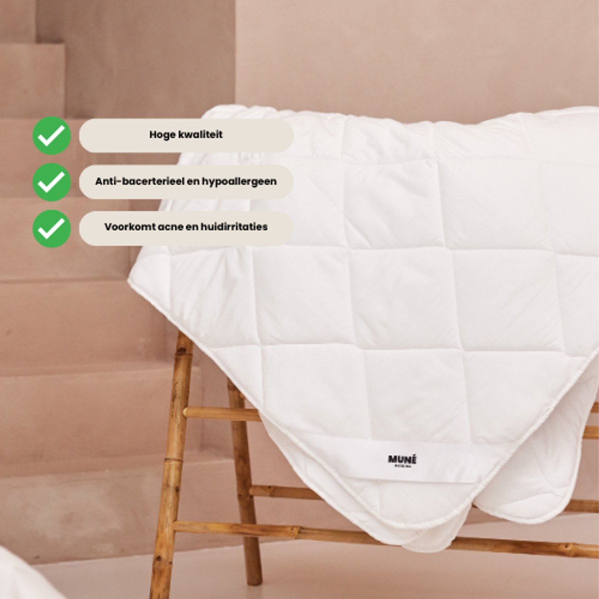 Muné Bedding - Extra Zacht Dekbed - 4 seizoens - 140x220 cm - 1 persoons - Anti Allergie - Wasbaar - Wit - ALLE MATEN BESCHIKBAAR