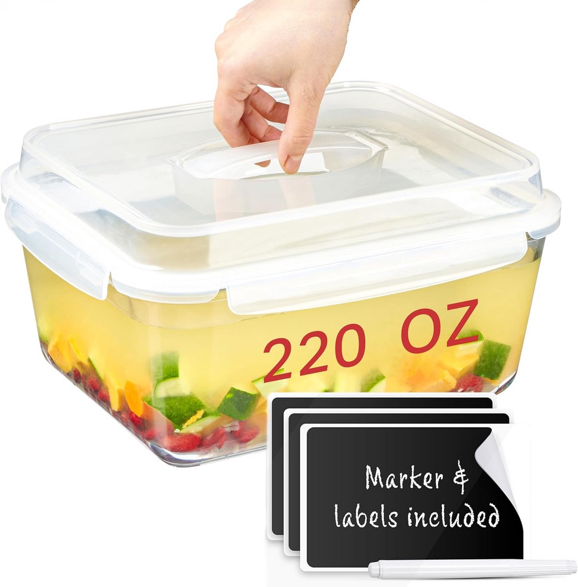 Extra grote ovenveilige glazen voedselopslagcontainer - 6500 ml voor al uw maaltijden