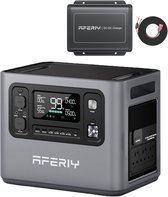 AFERIY P280 draagbare powerstation met DC600 - uitbreidbare capaciteit van 2048 - 600W dynamo-lader - 6x sneller dan sigarettenaanstekerladers - compatibel met 95% van de zonnegeneratoren
