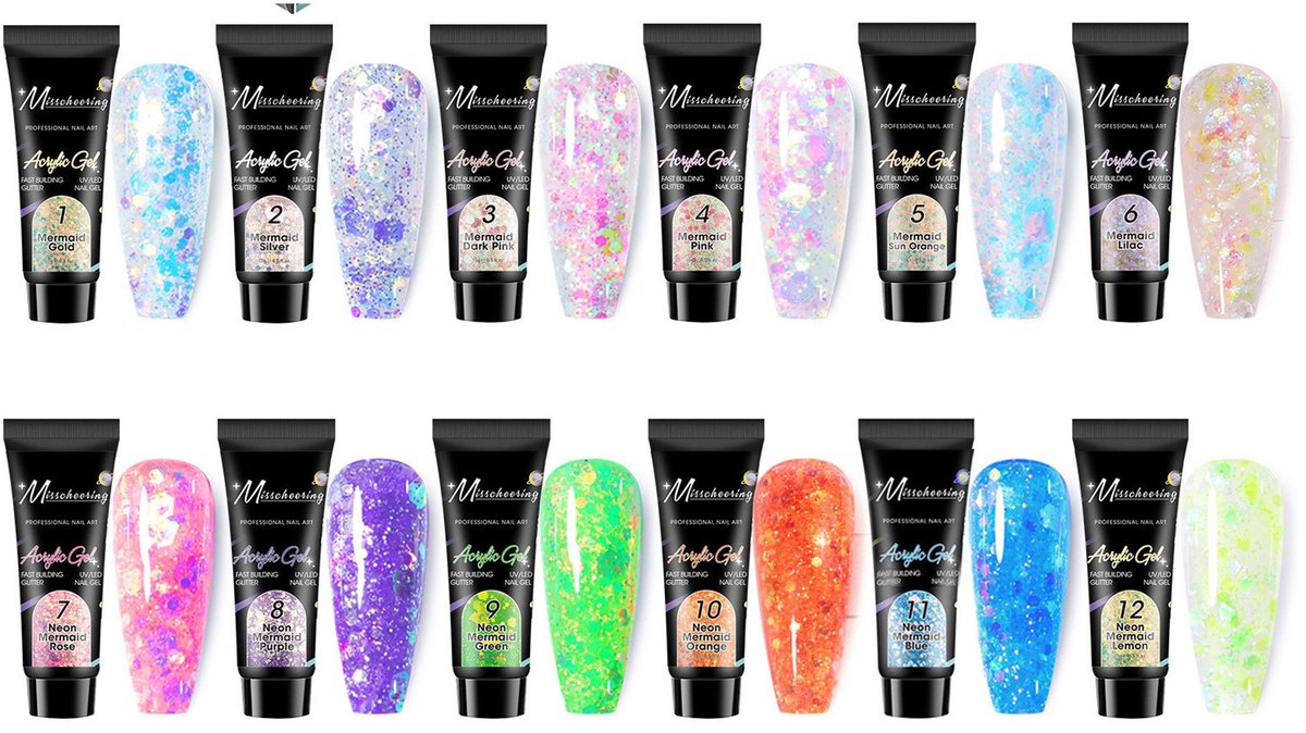 NAXSIR Gel voor Nail Art - 12 Kleuren Starter Set - Nail Extension Building Gel voor Thuisgebruik