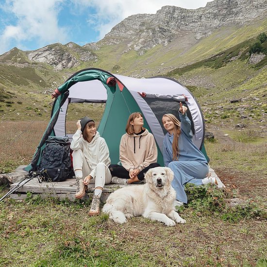 Pop-uptent voor 3-4 personen - Gemakkelijk op te zetten Campingtent met Voortent en Gaasvensters — afbeelding 3