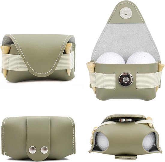 Golftas - Tas Golfballen - Golf - Golfbal heuptas - Opbergtas golfballen van PU-leer - Etui golfballen - Mini heuptas golfballen - Sportaccessoires - groen van Merkloos — afbeelding 2