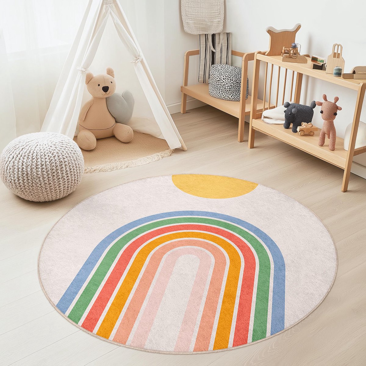 Mila Home - Kindertapijt Rond - Vloerkleed Kinderkamer Tapijt - Speeltapijt - Wasbaar - Antislip - OEKO-TEX Gecertificeerd - 710 1