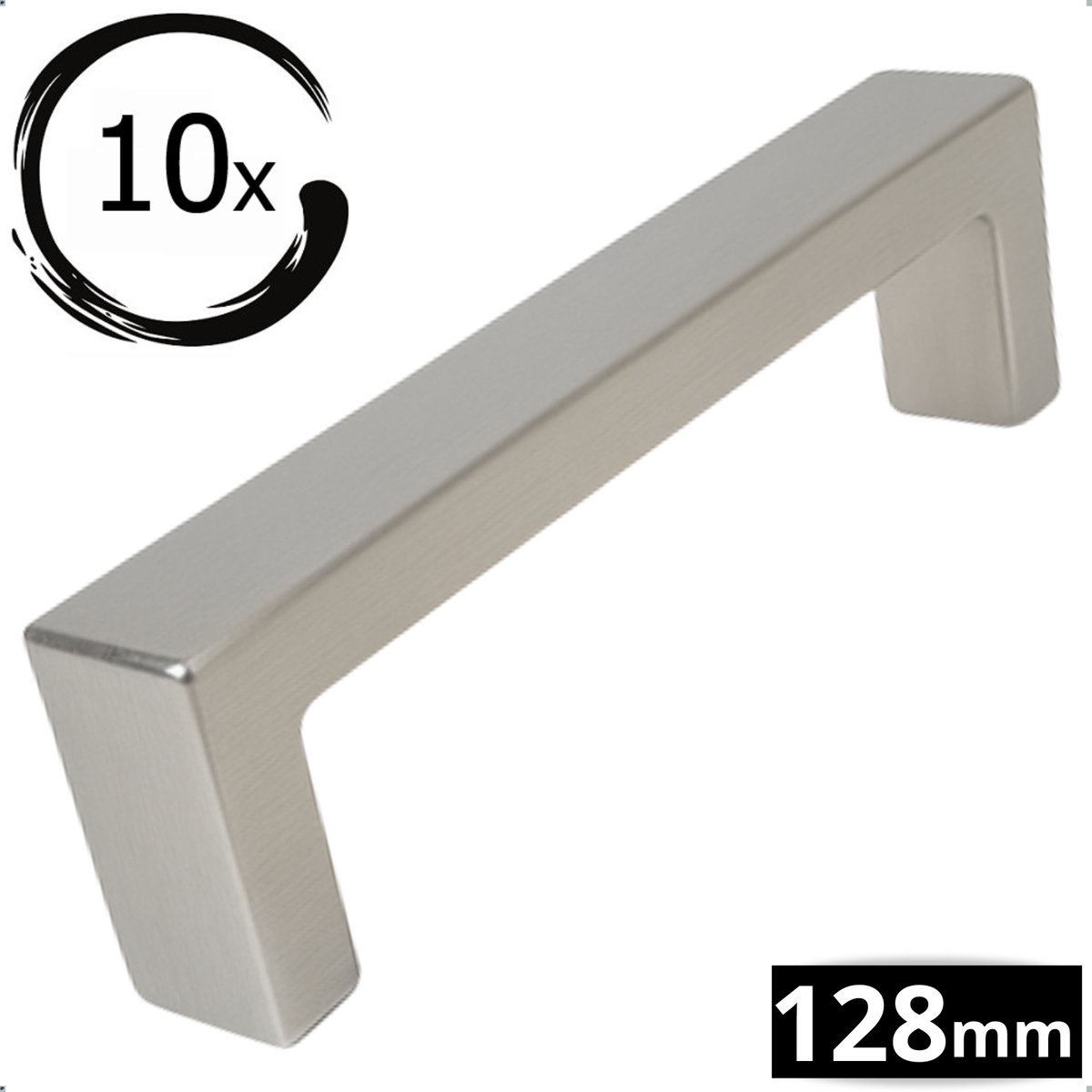 10X Handgrepen RVS - Boormaat 128mm - Greepjes - Handgreep - Handgrepen keukenkastjes - Handvatten - Meubelgreep RVS - Handgrepen voor deurtjes