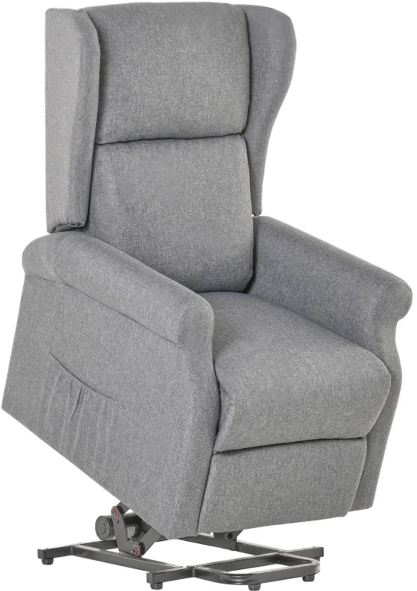ZYLARO Elektrische Relaxfauteuil met Liftfunctie - Ligstoel - Kantelbaar tot 135° - Verstelbare Rugleuning - tot 200 kg - met Afstandsbediening, Voetensteun - Relaxstoel - TV Stoel - Linnenstof - Grijs