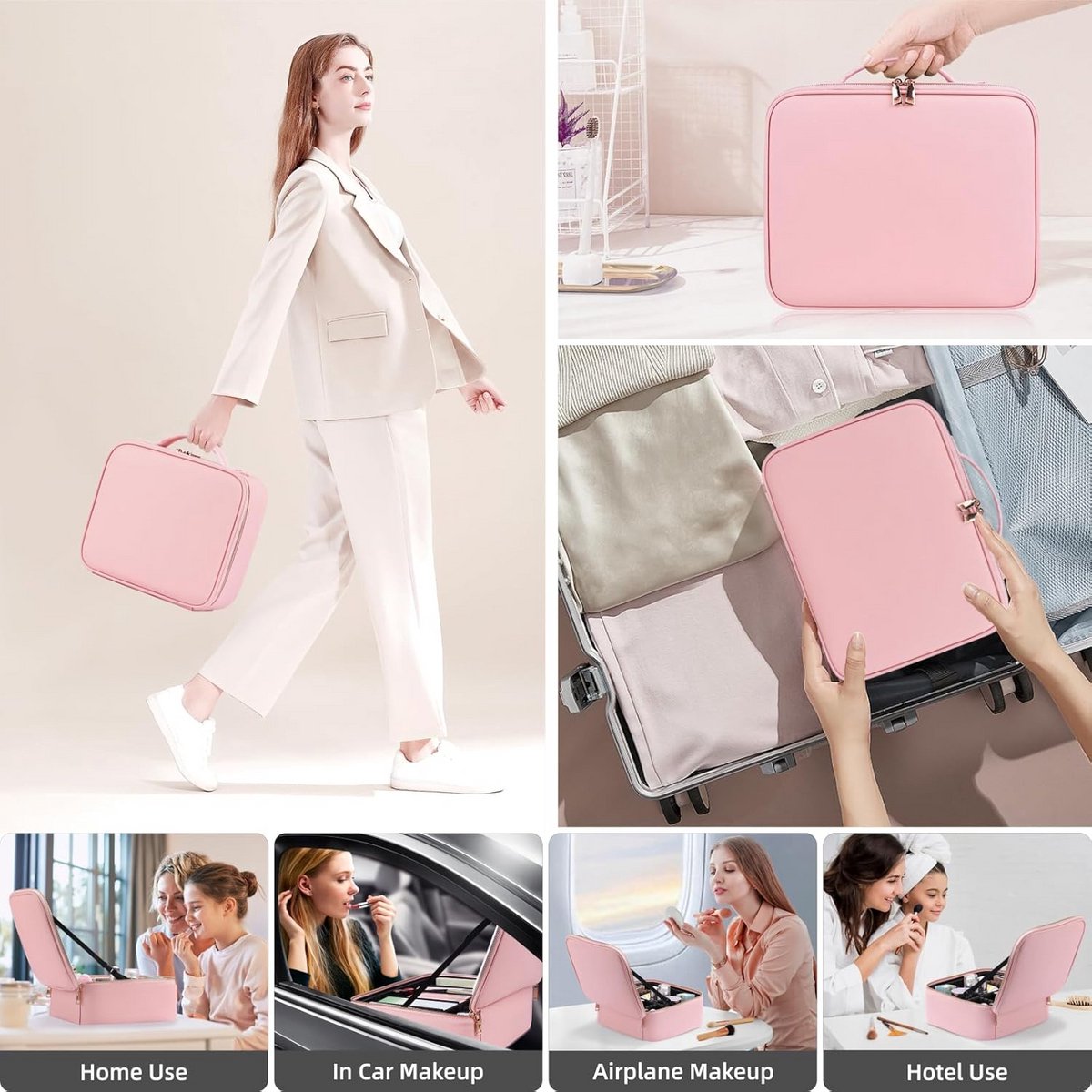 Professionele Make-up Koffer met Verlichte Spiegel en 3 Kleurstanden