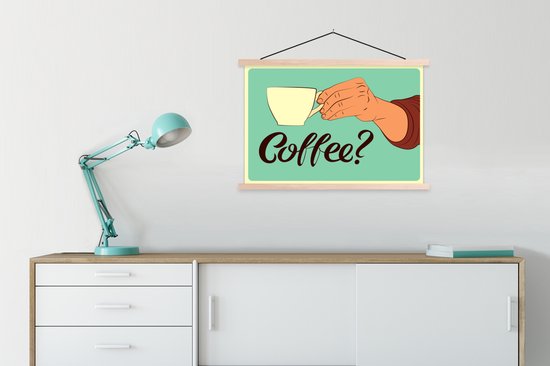 Porte-affiche avec affiche - Affiche scolaire - Proverbes - Vintage - Citations - Coffee? - 90x60 cm - Lattes vierges