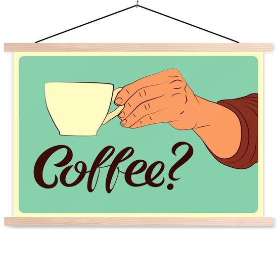 Porte-affiche avec affiche - Affiche scolaire - Proverbes - Vintage - Citations - Coffee? - 90x60 cm - Lattes vierges