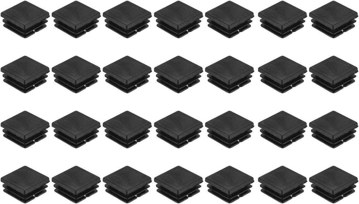 28x Vierkante Buisdoppen Zwart 25x25mm - Doppen voor Tafel- en Stoelpoten (20-23mm)