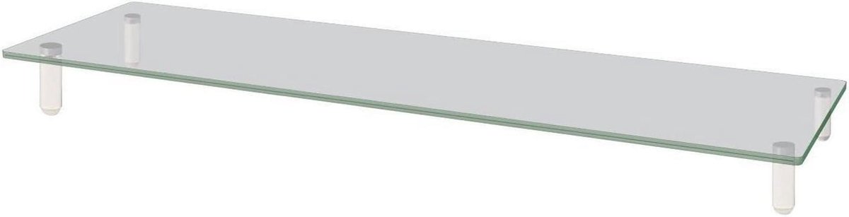 Extra brede monitorverhoger met 8mm gehard glas en 27 kg draagvermogen